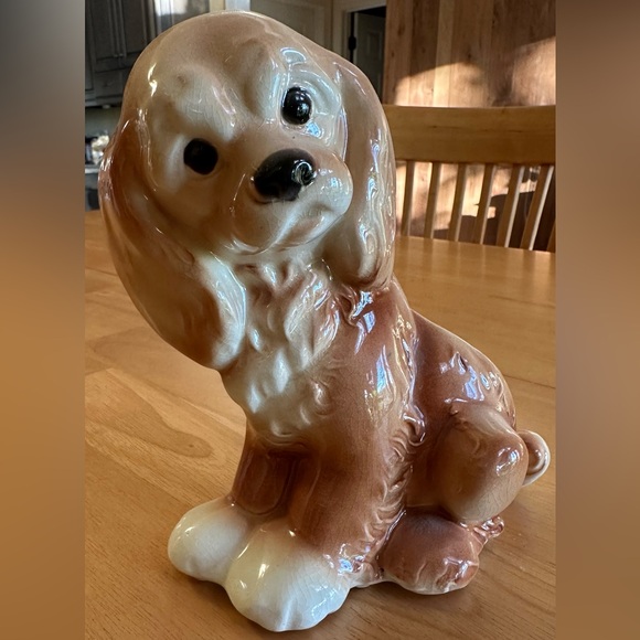 Vintage Ceramic Cocker Spaniel Planter- Glossy Brown and Cream - Picture 2 of 4